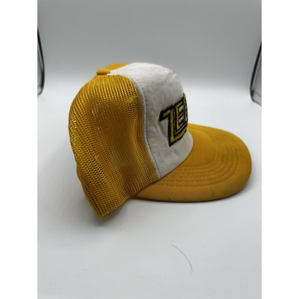 VTG ZEBCO Mesh Trucker Hat Yellow White Snapback Fishing Cap - Picture 7 of 10